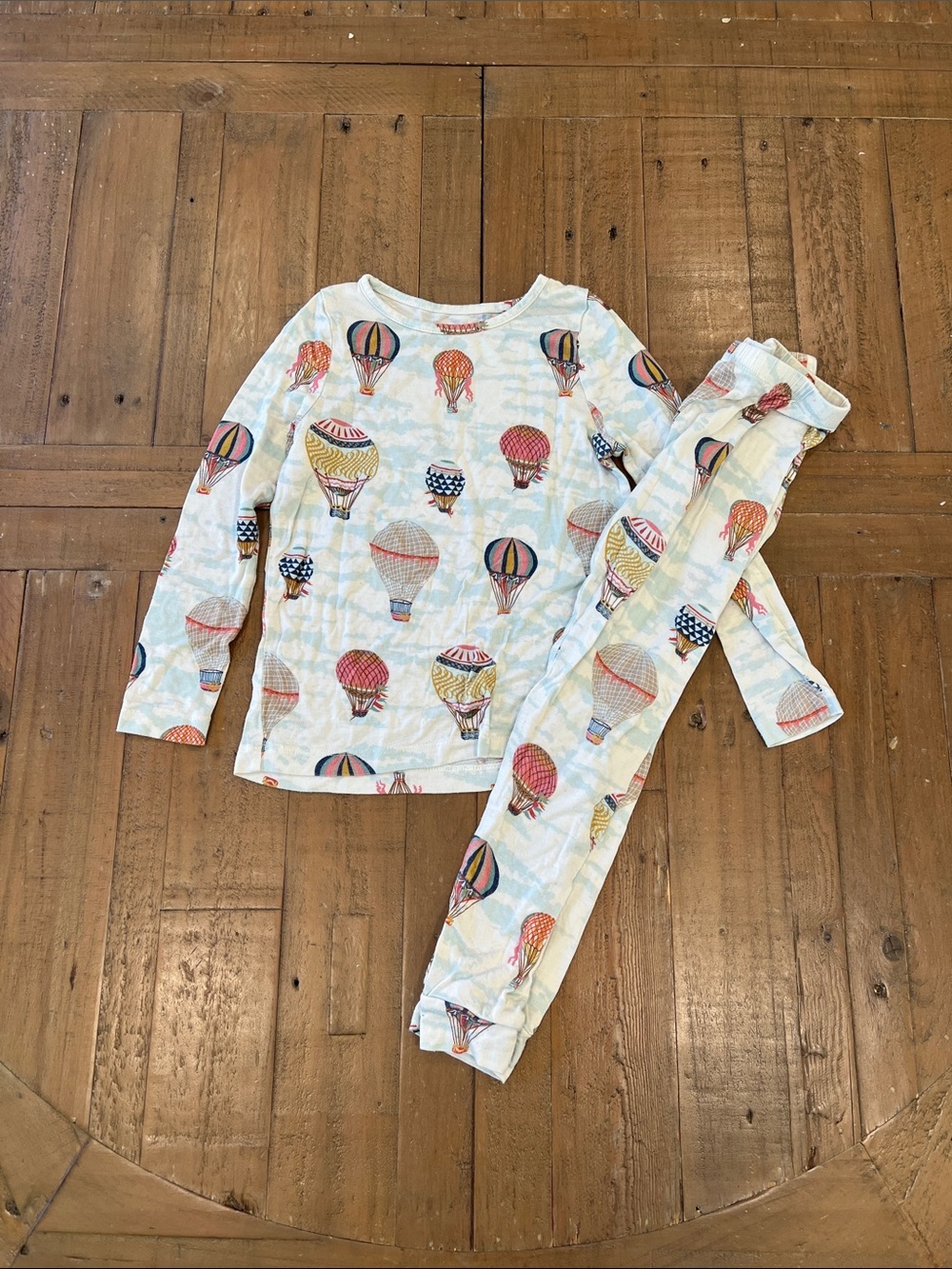 Pink chicken bamboo hot air balloon long pajama set 6 years